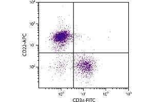 BALB/c mouse splenocytes were stained with Rat Anti-Mouse CD22-APC. (CD22 抗体)