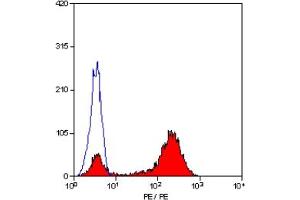 Staining of human peripheral blood lymphocytes with MOUSE ANTI HUMAN CD2:RPE (ABIN119504). (CD2 抗体  (PE))