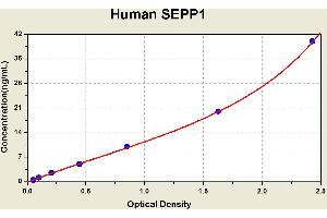 Diagramm of the ELISA kit to detect Human SEPP1with the optical density on the x-axis and the concentration on the y-axis. (SEPP1 ELISA 试剂盒)