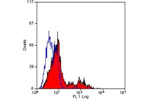 Staining of human peripheral blood lymphocytes with MOUSE ANTI HUMAN KIR (ABIN119851). (KIR2D 抗体)