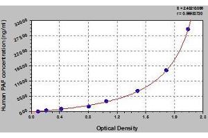 Typical standard curve (Platelet activating factor (PAF) ELISA 试剂盒)