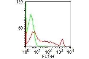 Surface staining of human lymphocytes with CDw75 antibody (LN1) (red) and isotype control (green). (ST6GAL1 抗体)